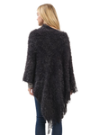 Lightweight Fuzzy Sequin Poncho with Fringe Black - Pack of 6