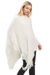 Lightweight Fuzzy Sequin Poncho with Fringe Ivory - Pack of 6