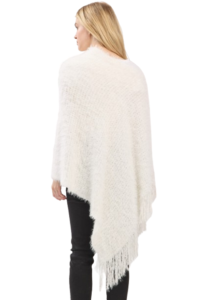 Lightweight Fuzzy Sequin Poncho with Fringe Ivory - Pack of 6