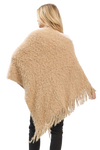 Lightweight Fuzzy Sequin Poncho with Fringe Taupe - Pack of 6