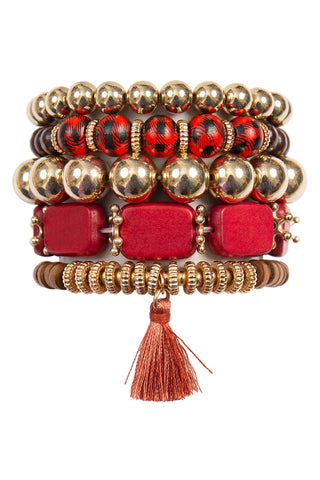 FIMO CCB Mix Bead Charm Stretchable Bracelet Turquoise - Pack of 6