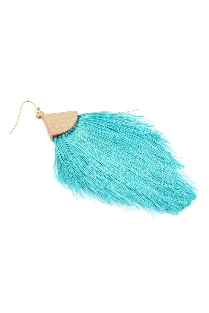 Thread Tassel Drop Earrings Turquoise - Pack of 6