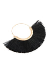 Black Fan Tassel Hoop Earrings - Pack of 6