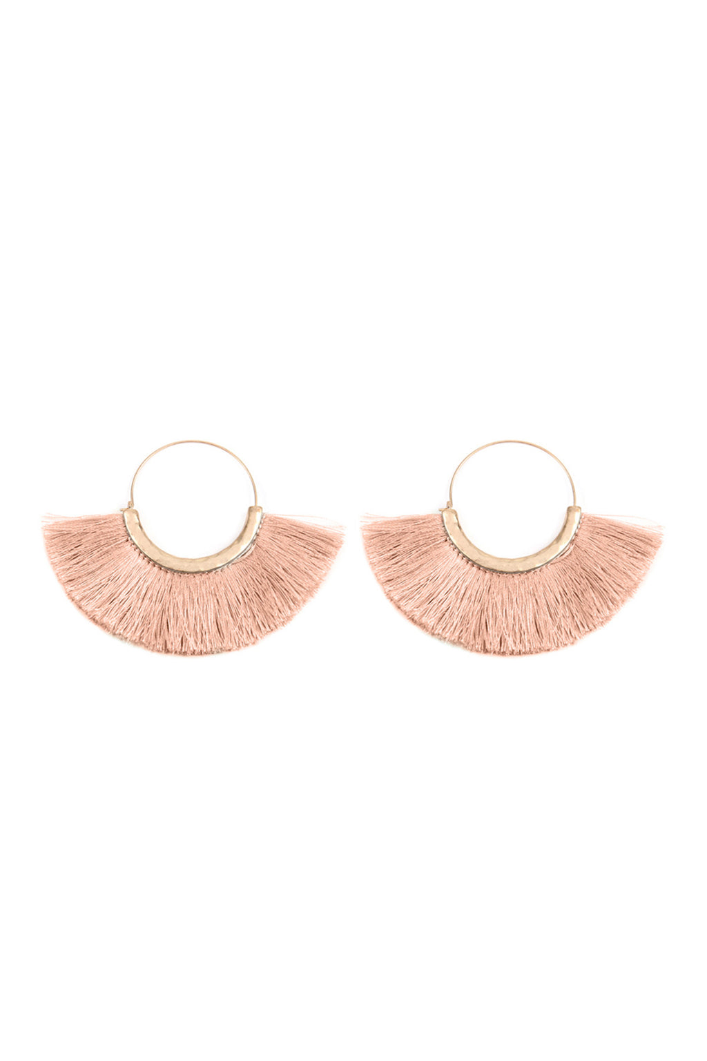 Dusty Pink Fan Tassel Hoop Earrings - Pack of 6