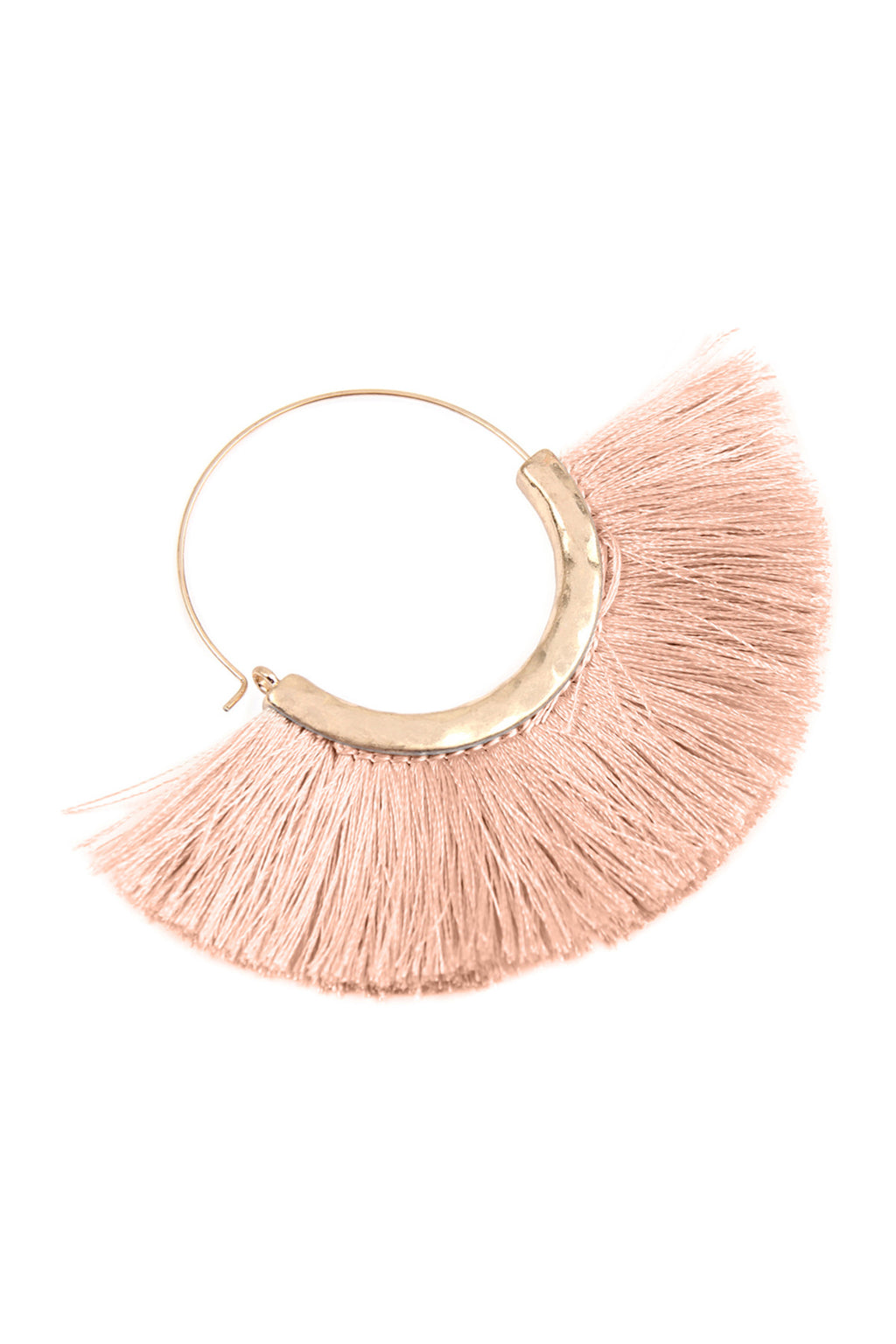 Dusty Pink Fan Tassel Hoop Earrings - Pack of 6