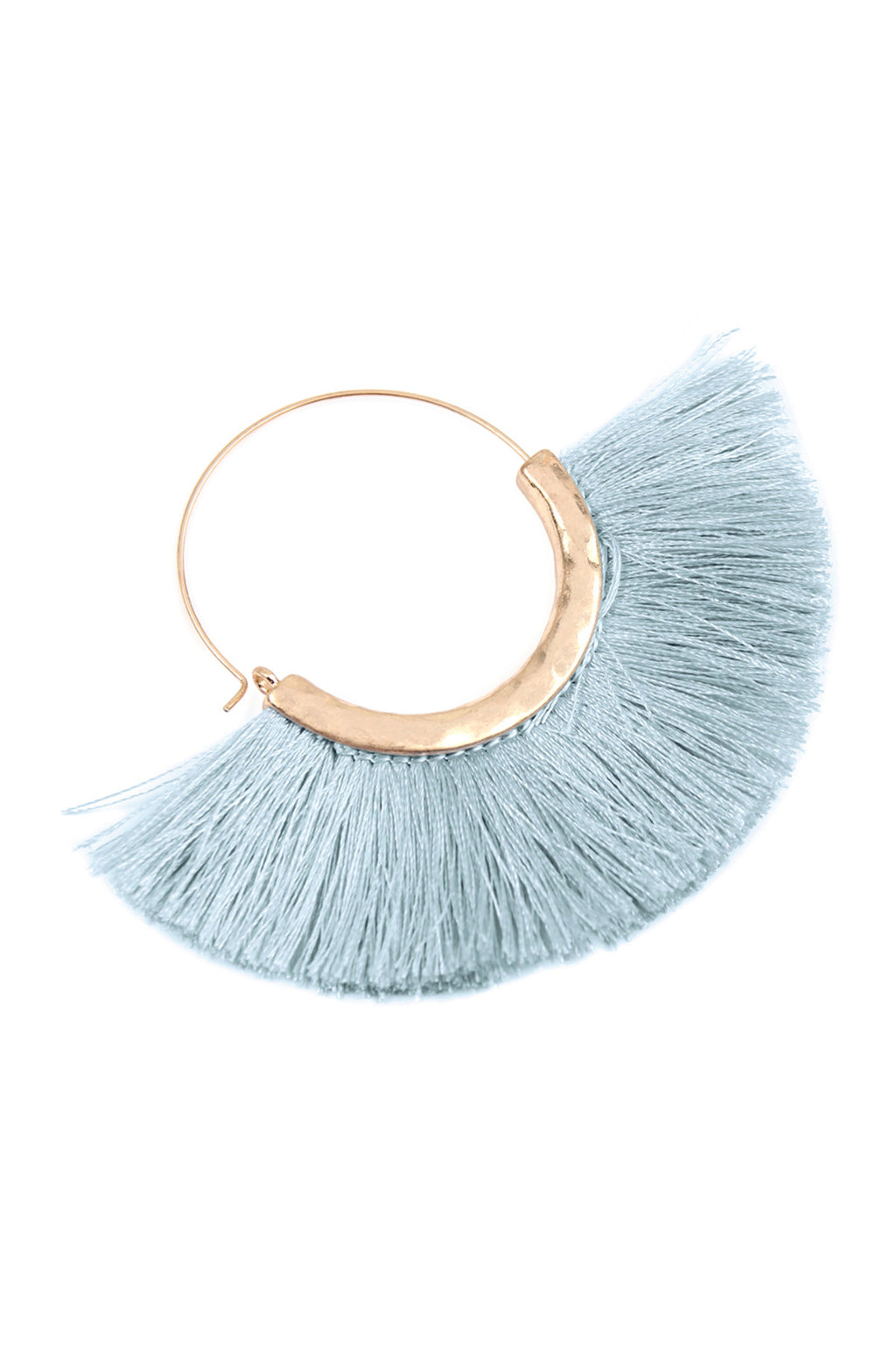 Light Blue Fan Tassel Hoop Earrings - Pack of 6