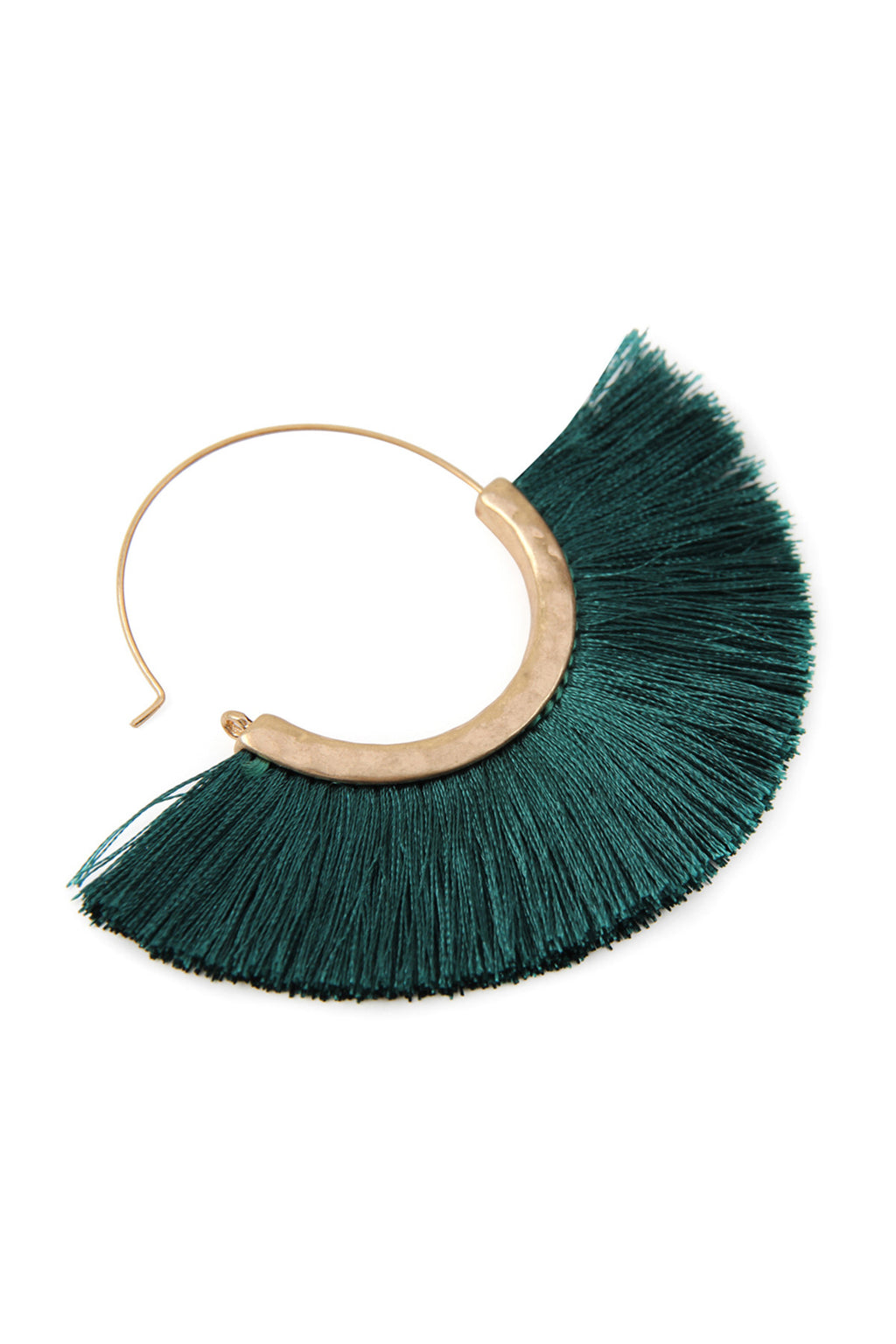 Teal Fan Tassel Hoop Earrings - Pack of 6