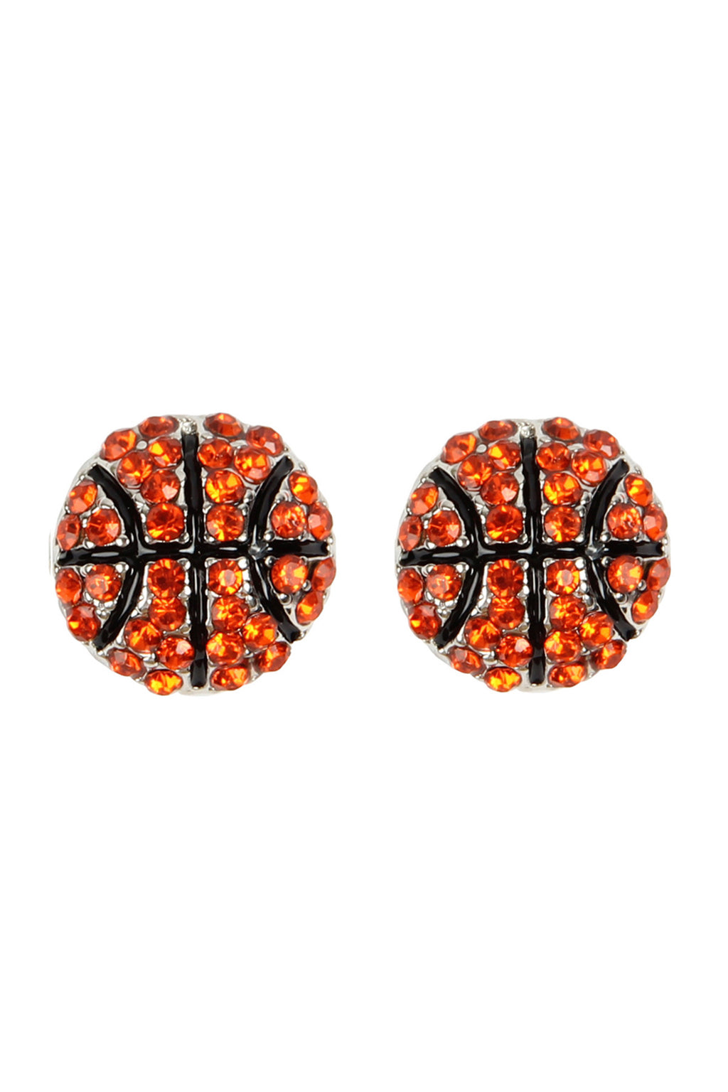 Basketball Rhinestone Post Earrings Orange - Pack of 6