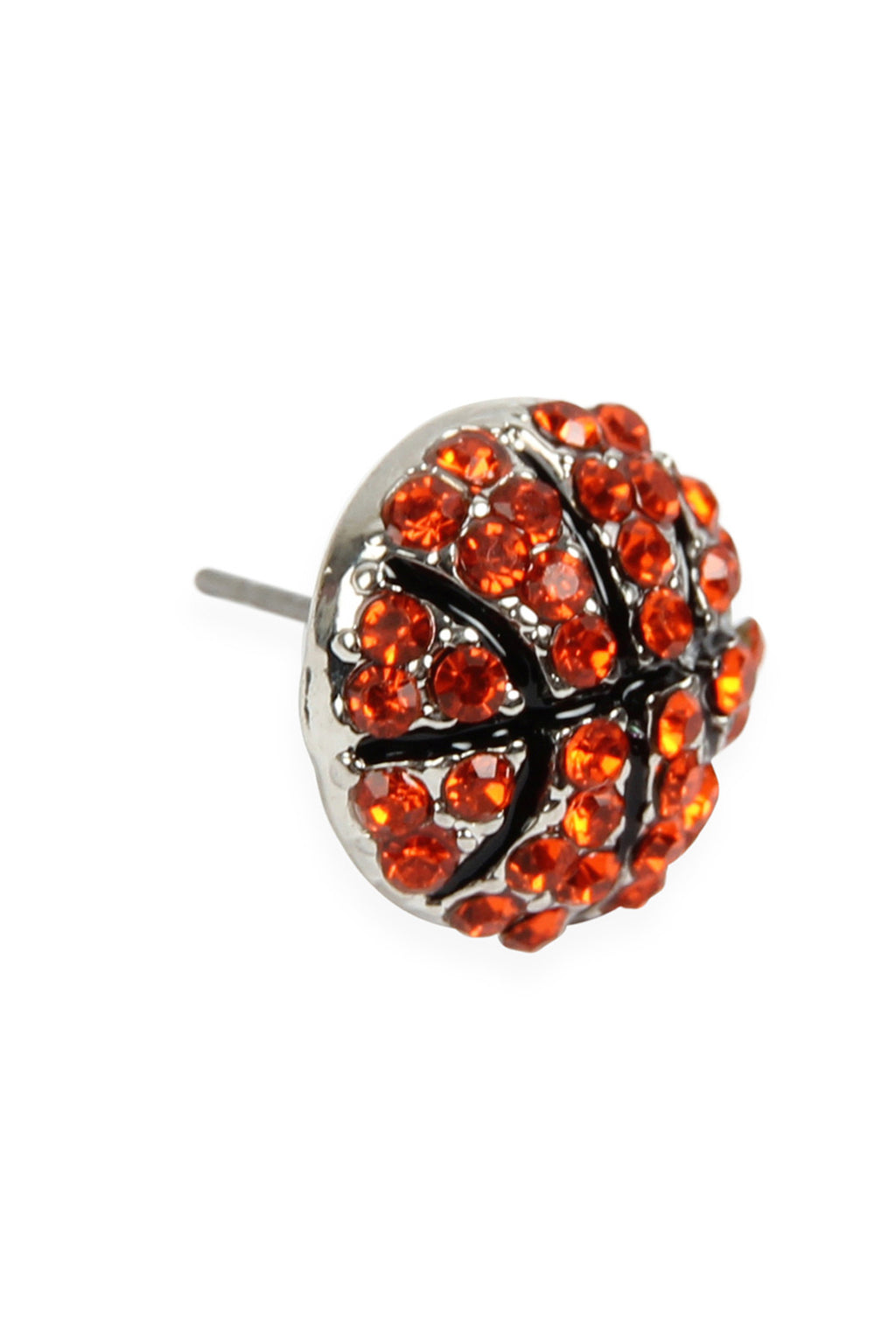 Basketball Rhinestone Post Earrings Orange - Pack of 6