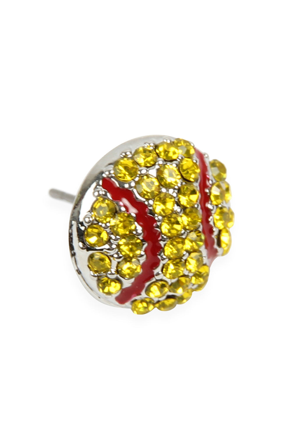 Softball Rhinestone Post Earrings Yellow - Pack of 6