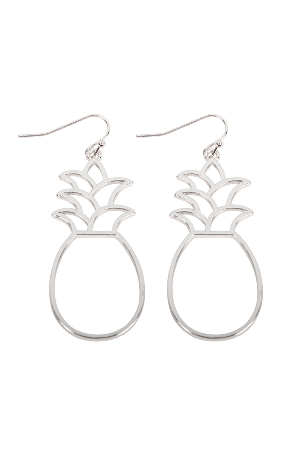 Silver Pineapple Open Wire Hook Dangling Earrings - Pack of 6
