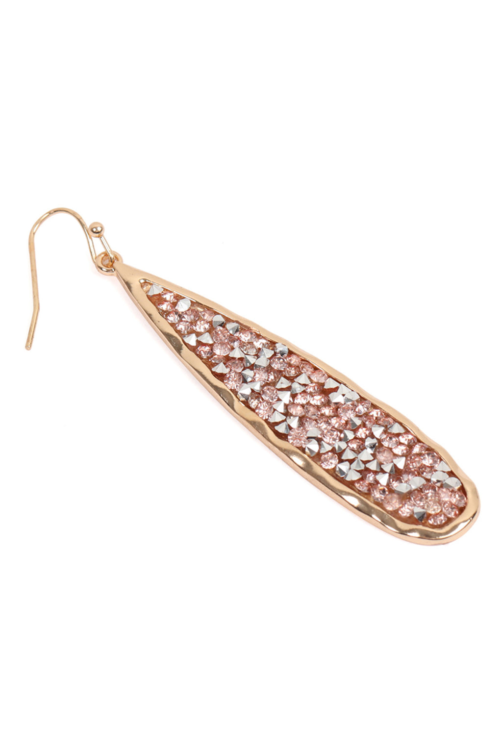 Gold Peach Long Pear Glitter Faceted Dangle Hook Earrings - Pack of 6