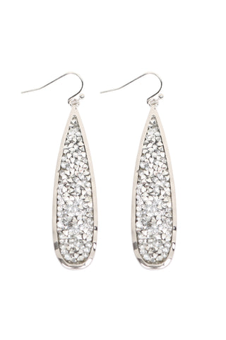 Pave Rhinestone Triangle Hook Earrings Silver - Pack of 6