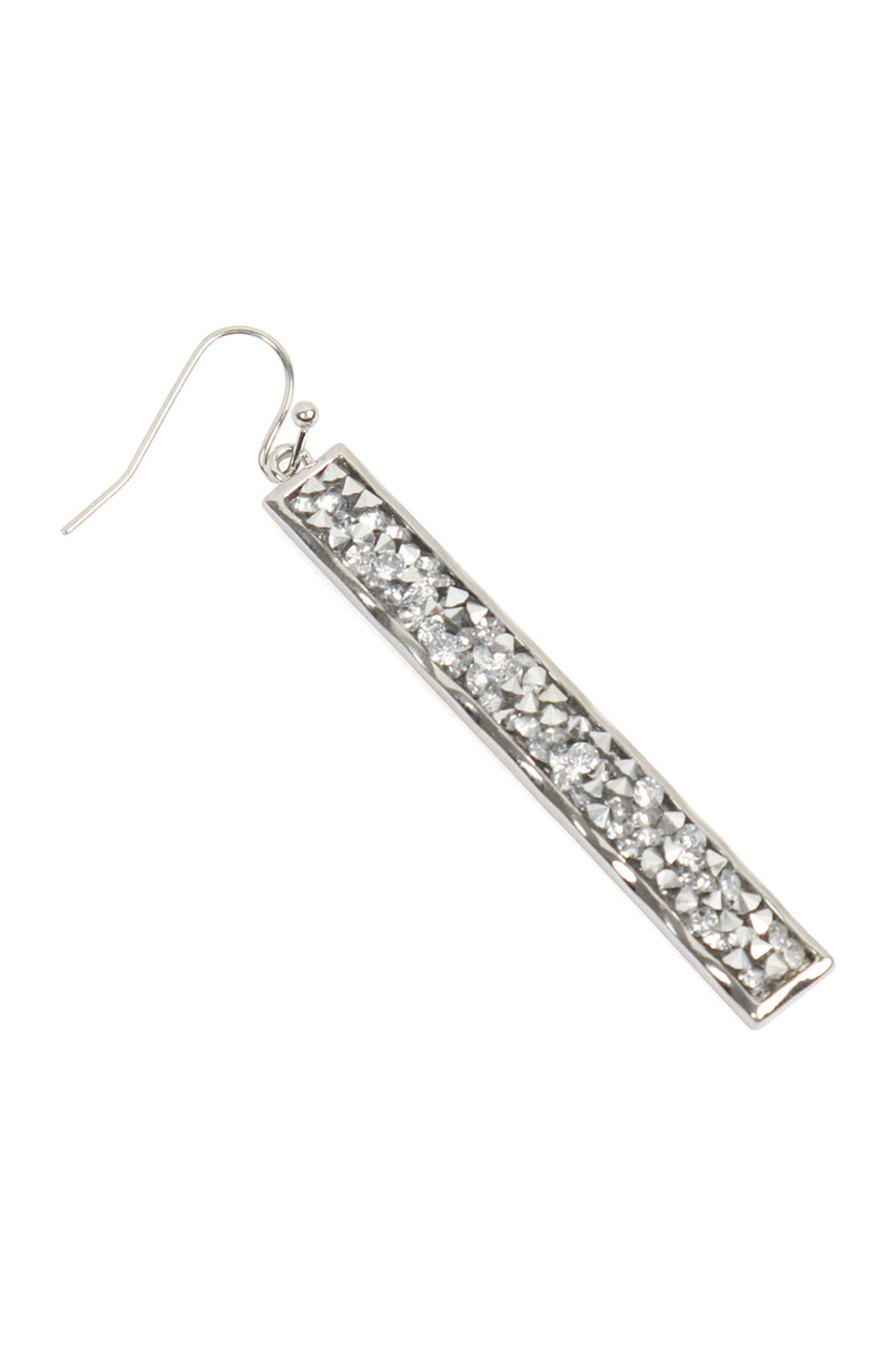 Silver Bar Glitter Faceted Dangle Hook Earrings - Pack of 6