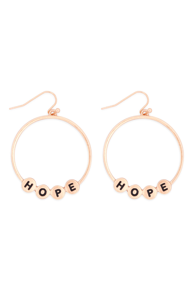 Hope Charm Hoop Drop Earrings Matte Gold - Pack of 6