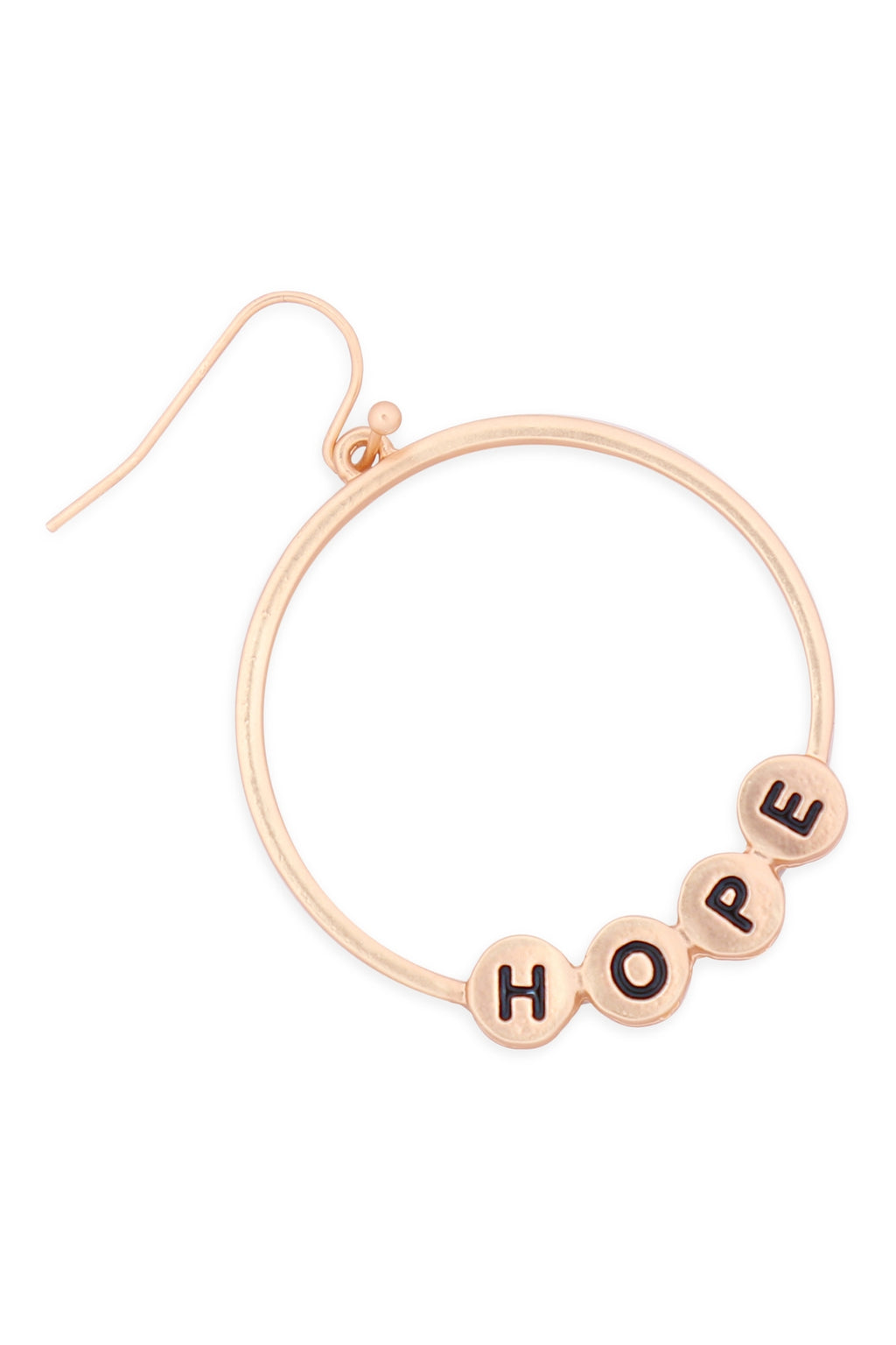 Hope Charm Hoop Drop Earrings Matte Gold - Pack of 6