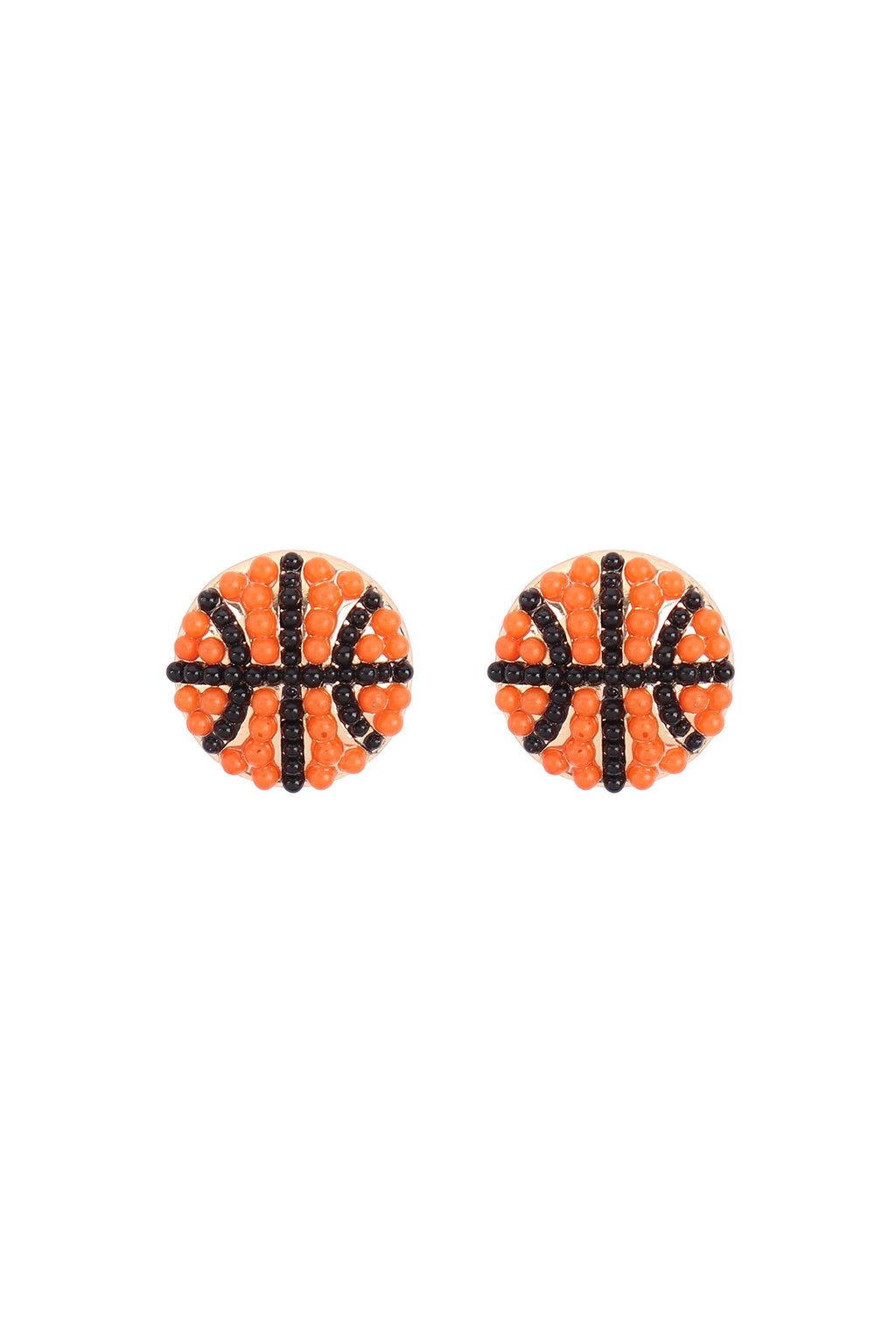 Sports Seed Bead Stud Earrings Basketball - Pack of 6