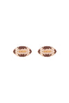 Square Pave Glitters Stud Earrings Gold Peach - Pack of 6