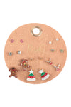 Christmas Tree, Gingerbread, Deer, Post Set Earrings - Pack of 6