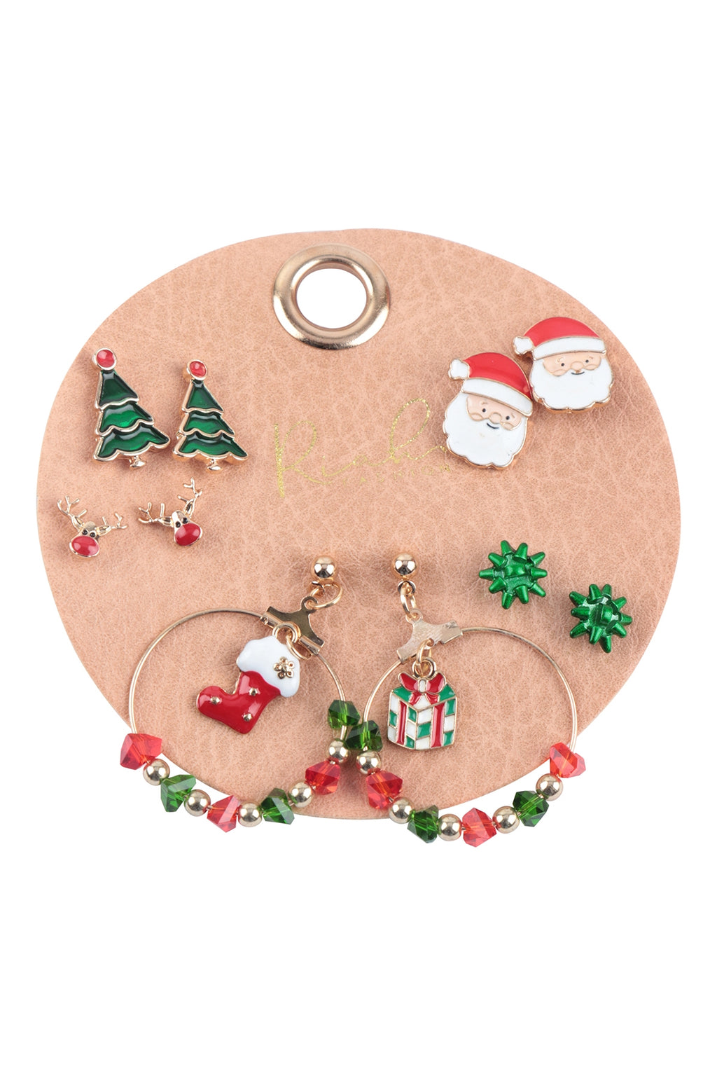 Christmas Santa, Tree, Gift, Post Set Earrings - Pack of 6