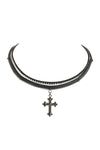 Black Cross Leather Chain Chocker Necklace - Pack of 6