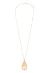 Teardrop Shape Rattan Pendant Necklace Matte Gold White - Pack of 6
