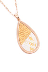 Teardrop Shape Rattan Pendant Necklace Matte Gold White - Pack of 6