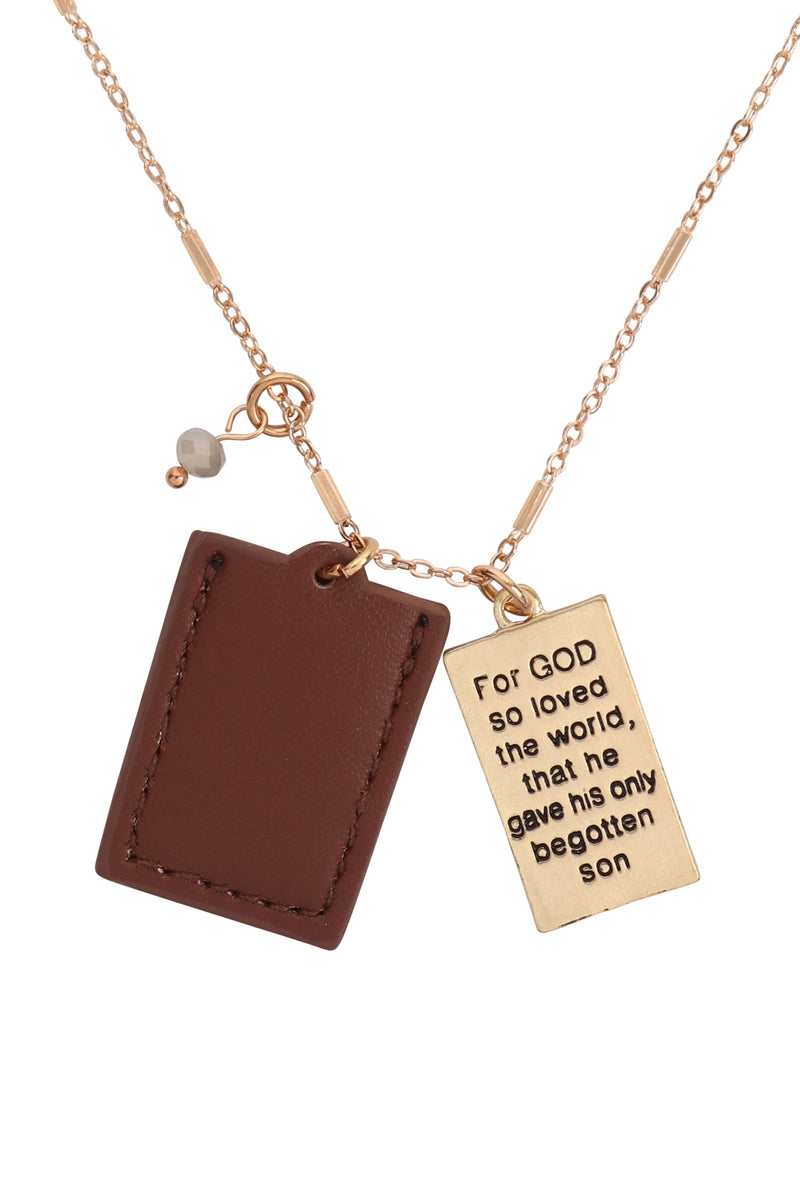 John 3:16 Engraved Plated Pocket Necklace Brown - Pack of 6