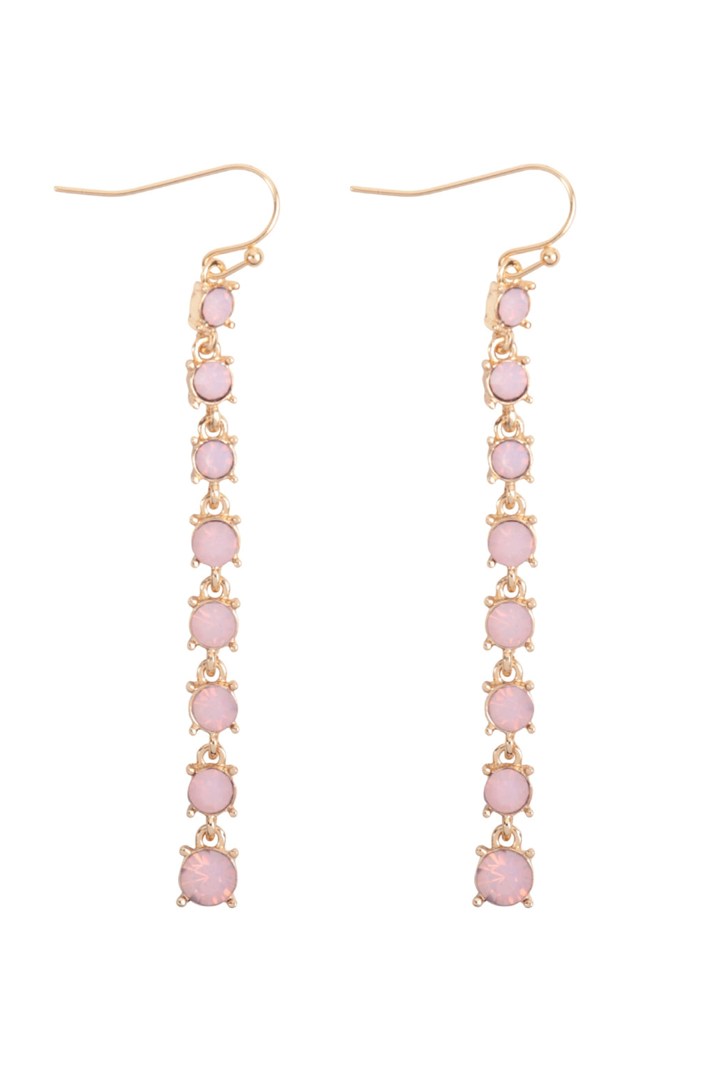 Rhinestone Linear Drop Hook Earrings Pink - Pack of 6