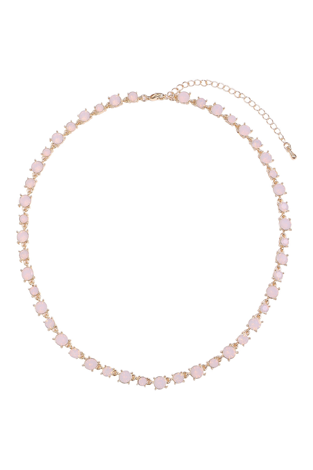 Bold Round Rhinestone Crystal Necklace Pink - Pack of 6