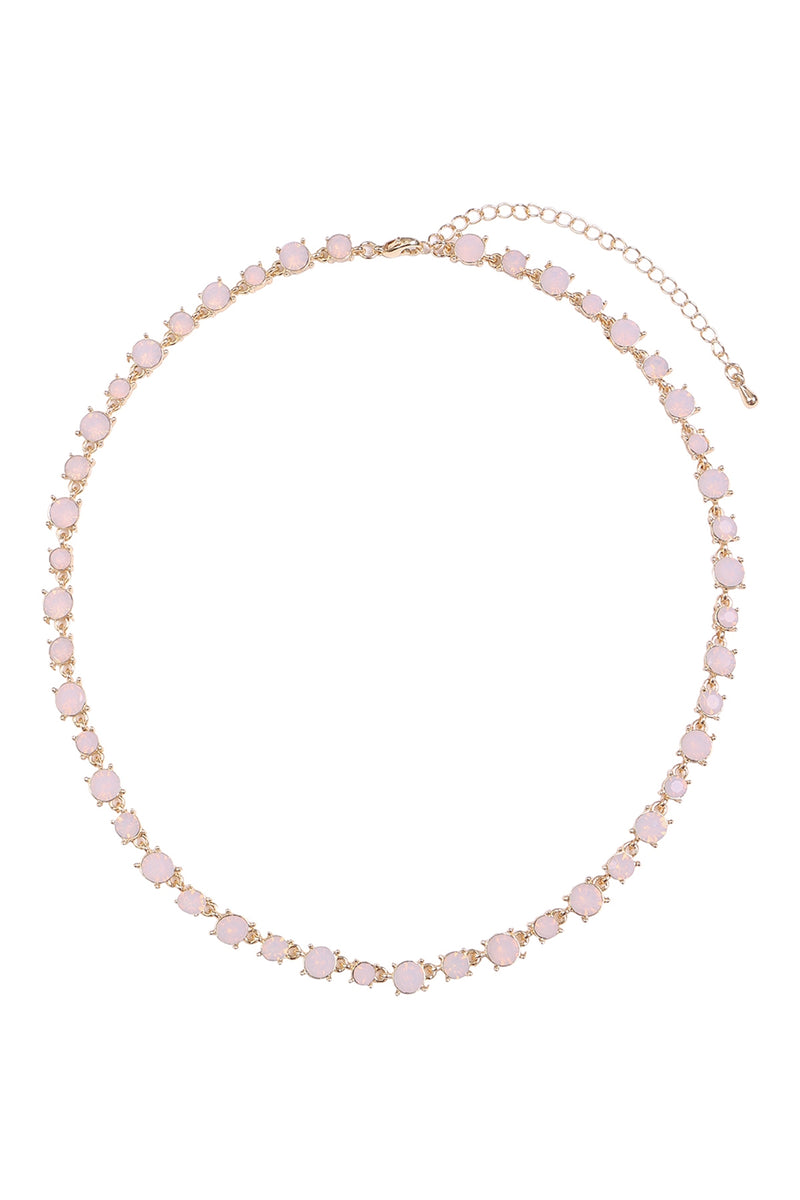 Bold Round Rhinestone Crystal Necklace Pink - Pack of 6