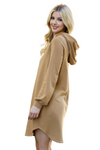 Solid Long Sleeve Hoodie Dress with Drawstring Taupe - Pack of 6