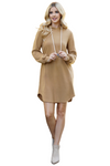 Solid Long Sleeve Hoodie Dress with Drawstring Taupe - Pack of 6