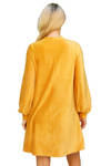 Puff Long Sleeve Velvet Corduroy Dress Mustard - Pack of 6