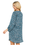 Long Tunnel Sleeve Animal Printed Woven Dress Teal - Pack of 6