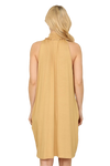 Smocked Halter Neckline Keyhole Jersey Dress Camel  -  Pack of 7