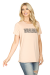 Leopard "MAMA" Print Top Pale Sand - Pack of 7