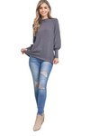 Puff Sleeve Mock Neck Top Charcoal - Pack of 7