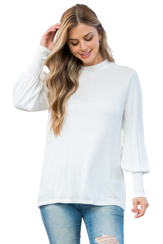 Puff Sleeve Mock Neck Top Olive - Pack of 7