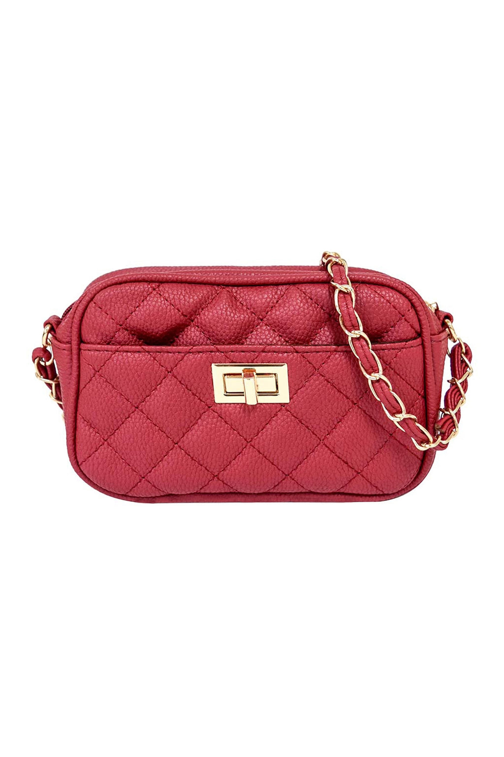 Fashion Quilted Camera Crossbody Bag Red - Pack of 6