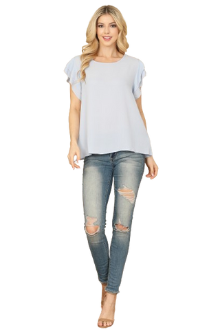 Cutout Open Front Short Sleeve Solid Top Ivory - Pack of 7