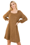 Marsala Round Neck Button Front Tiered Dress - Pack of 6