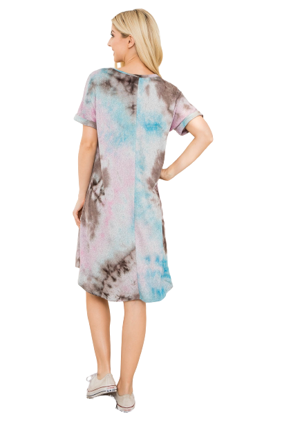 Teal Brown Tie Dye Dress - Pack of 6