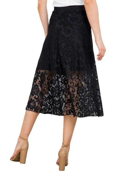 Black Lace Lined Elastic Waist Skirt - Pack of 6