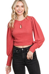 Marsala Bubble Long Sleeve Crop Top - Pack of 6