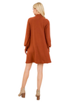 Rust Long Sleeve Mock Neck Pocket Dress - Pack of 6