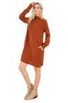 Charcoal Long Sleeve Mock Neck Pocket Dress - Pack of 6