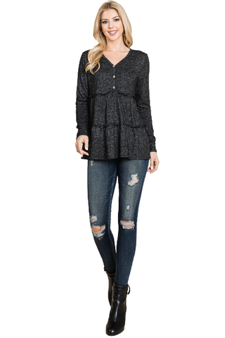 Black Flutter Sleeve Tunic Top - Pack of 6