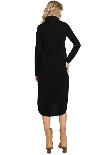 Black Long Sleeve Cow Neck Pocket Dress - Pack of 6