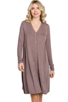 Mocha Long Sleeve Button Down Dress - Pack of 6